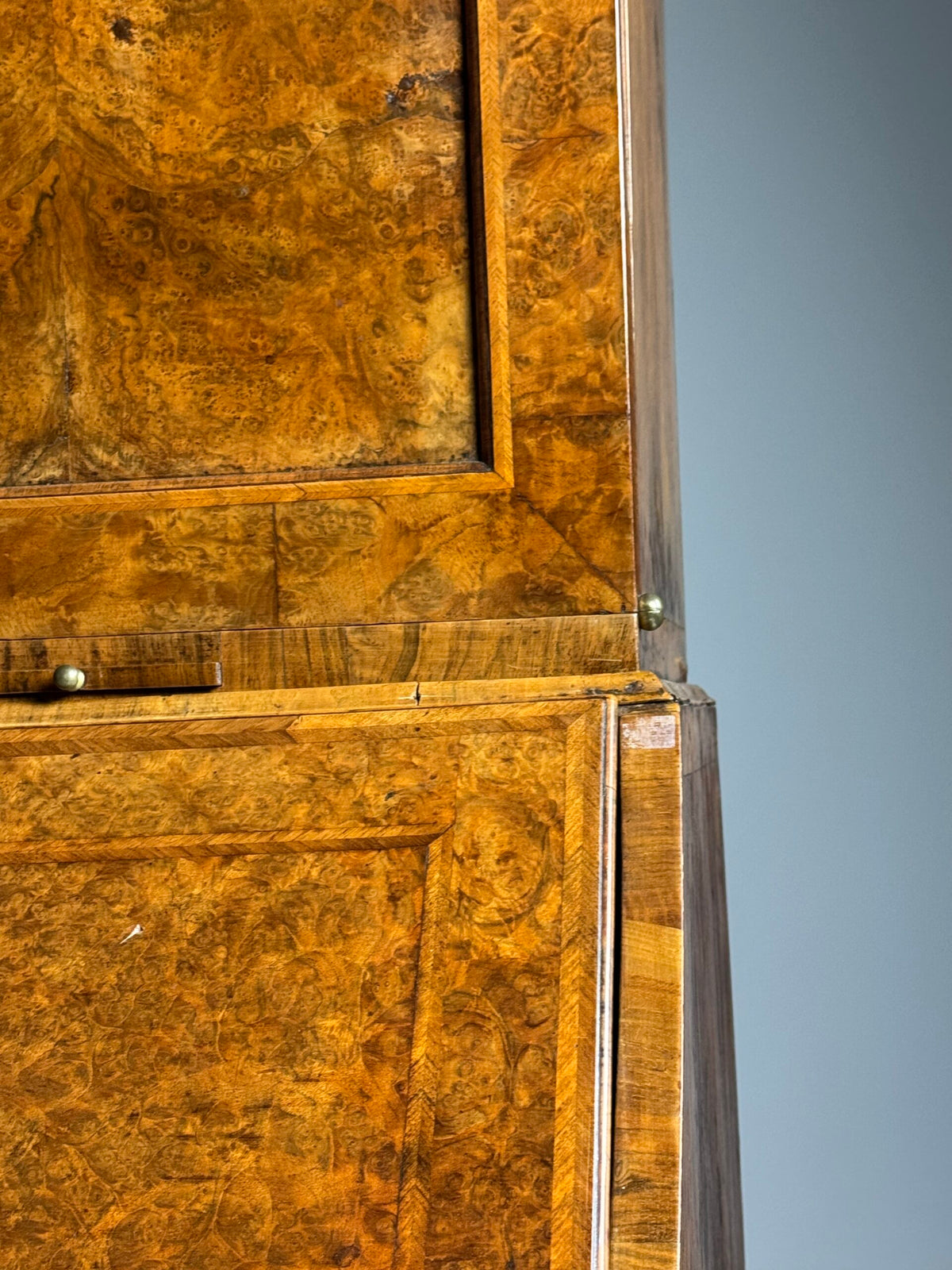 English Burr Walnut Bureau Bookcase, Early 19th Century, photo 17