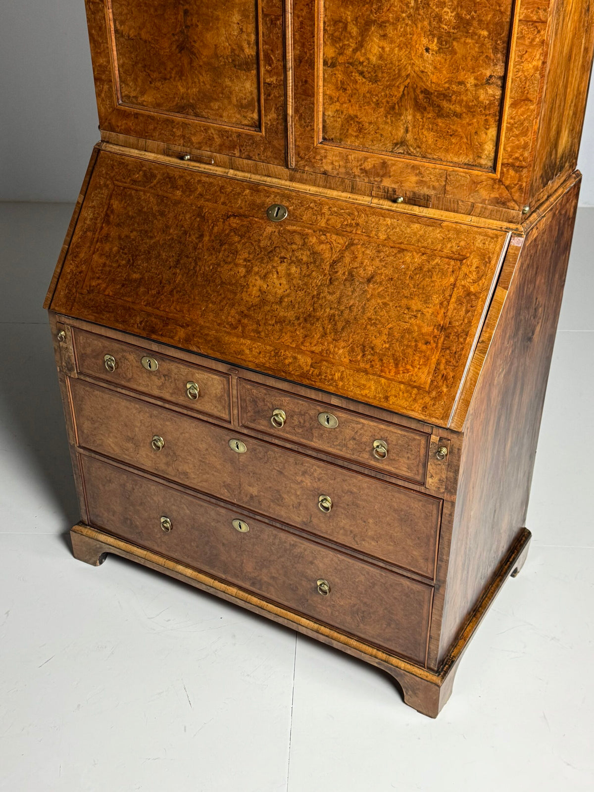 English Burr Walnut Bureau Bookcase, Early 19th Century, photo 36