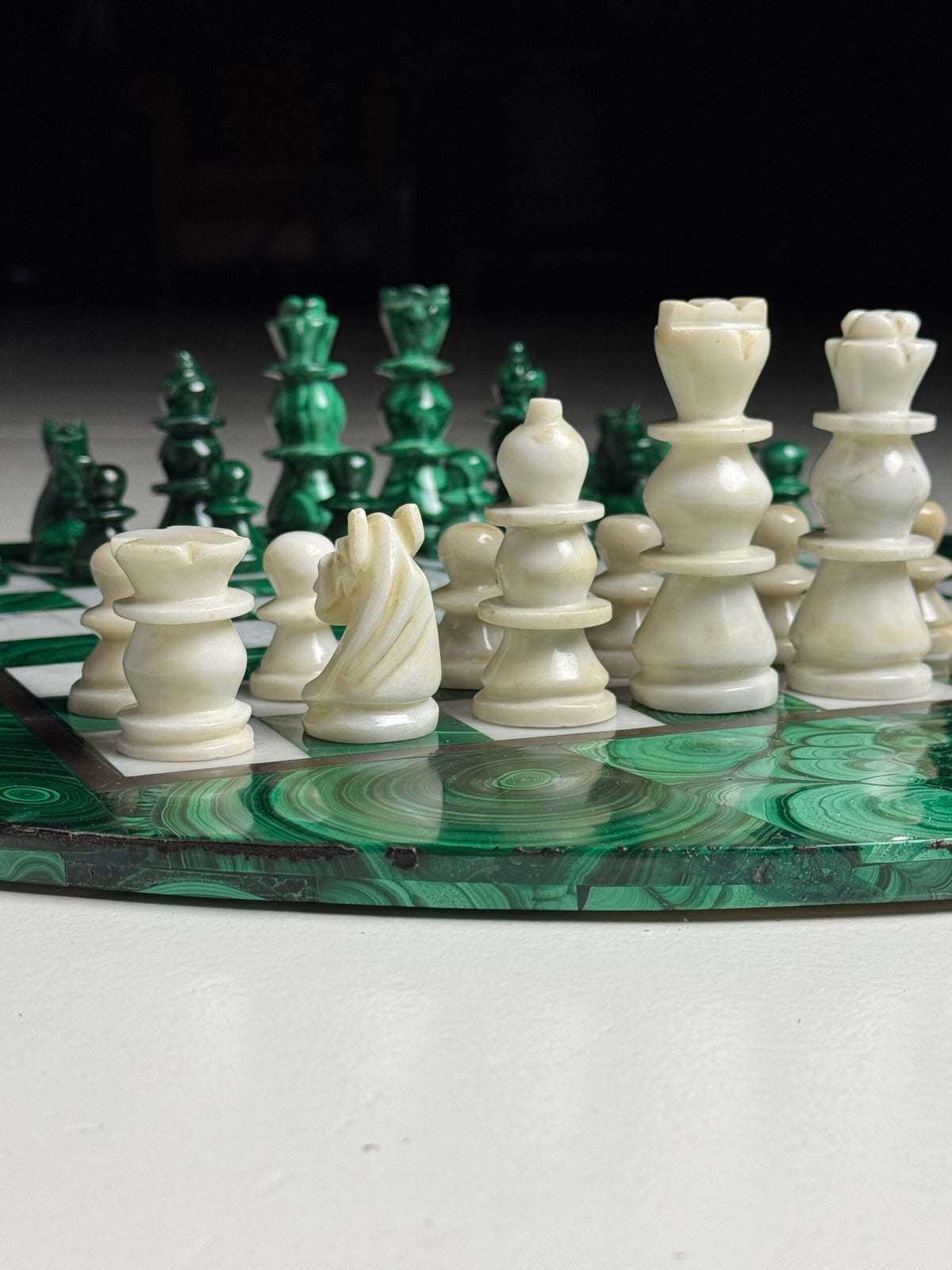 Congolese Malachite and Marble Chess Set, c. 1960, photo 15