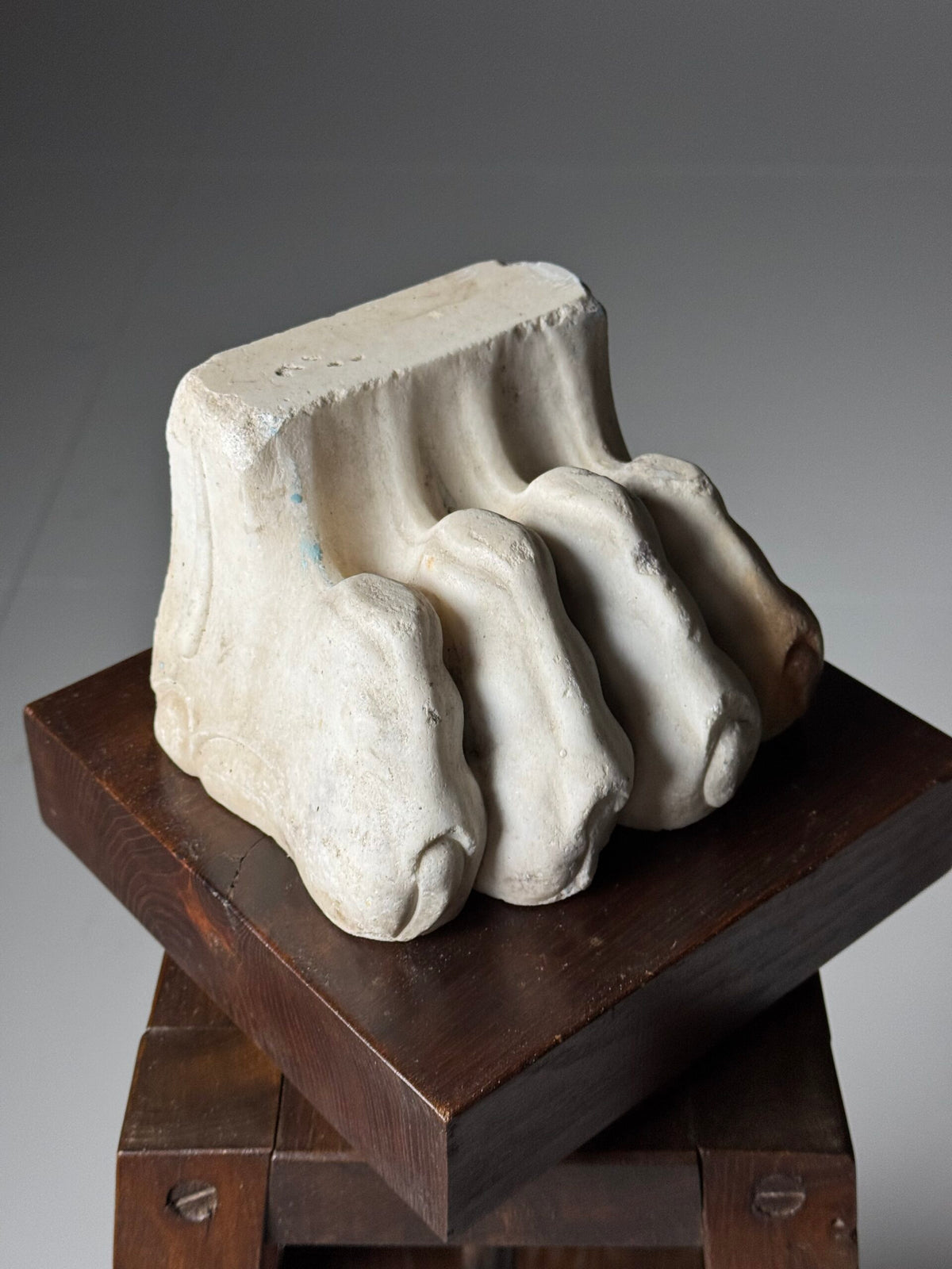Pair of Hand Carved Marble Lion Paw Feet, 20th Century, photo 12