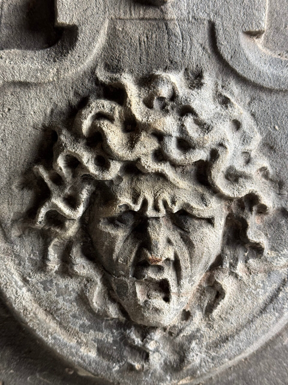 Carved Stone Medusa Fragment on Black Stand, 18th Century, photo 4