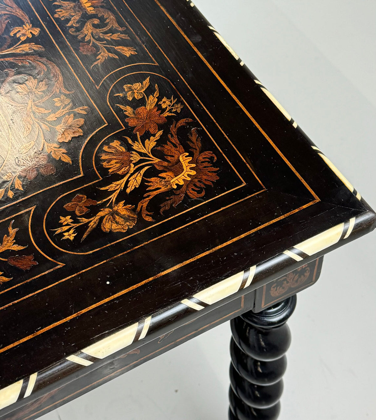 Dutch Marquetry Writing Table with Bone Inlay, 19th Century, photo 8