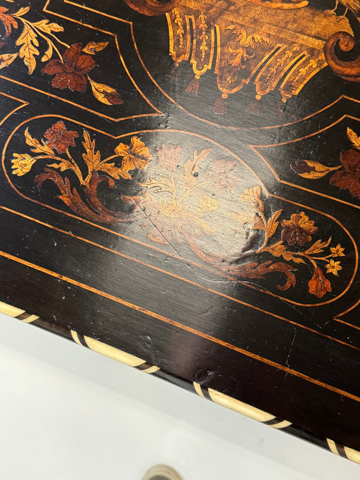 Dutch Marquetry Writing Table with Bone Inlay, 19th Century, photo 9