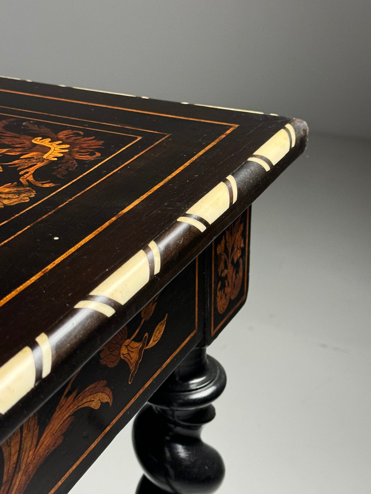 Dutch Marquetry Writing Table with Bone Inlay, 19th Century, photo 13