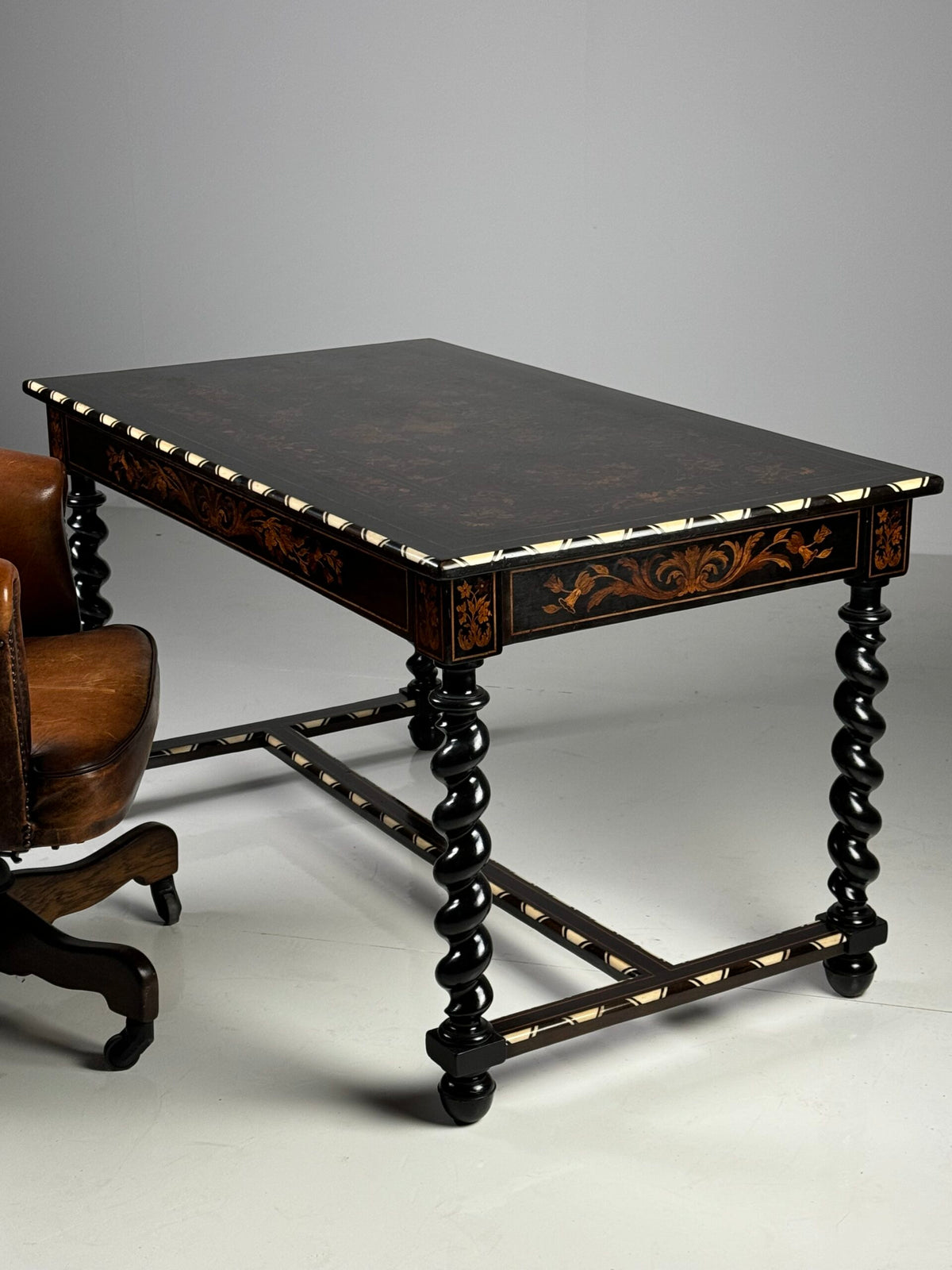 Dutch Marquetry Writing Table with Bone Inlay, 19th Century, photo 21