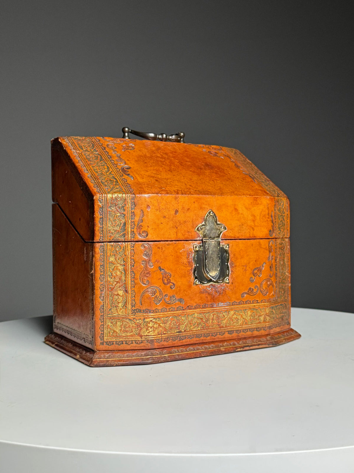French Leather Covered Letter Box, 19th Century, photo 18