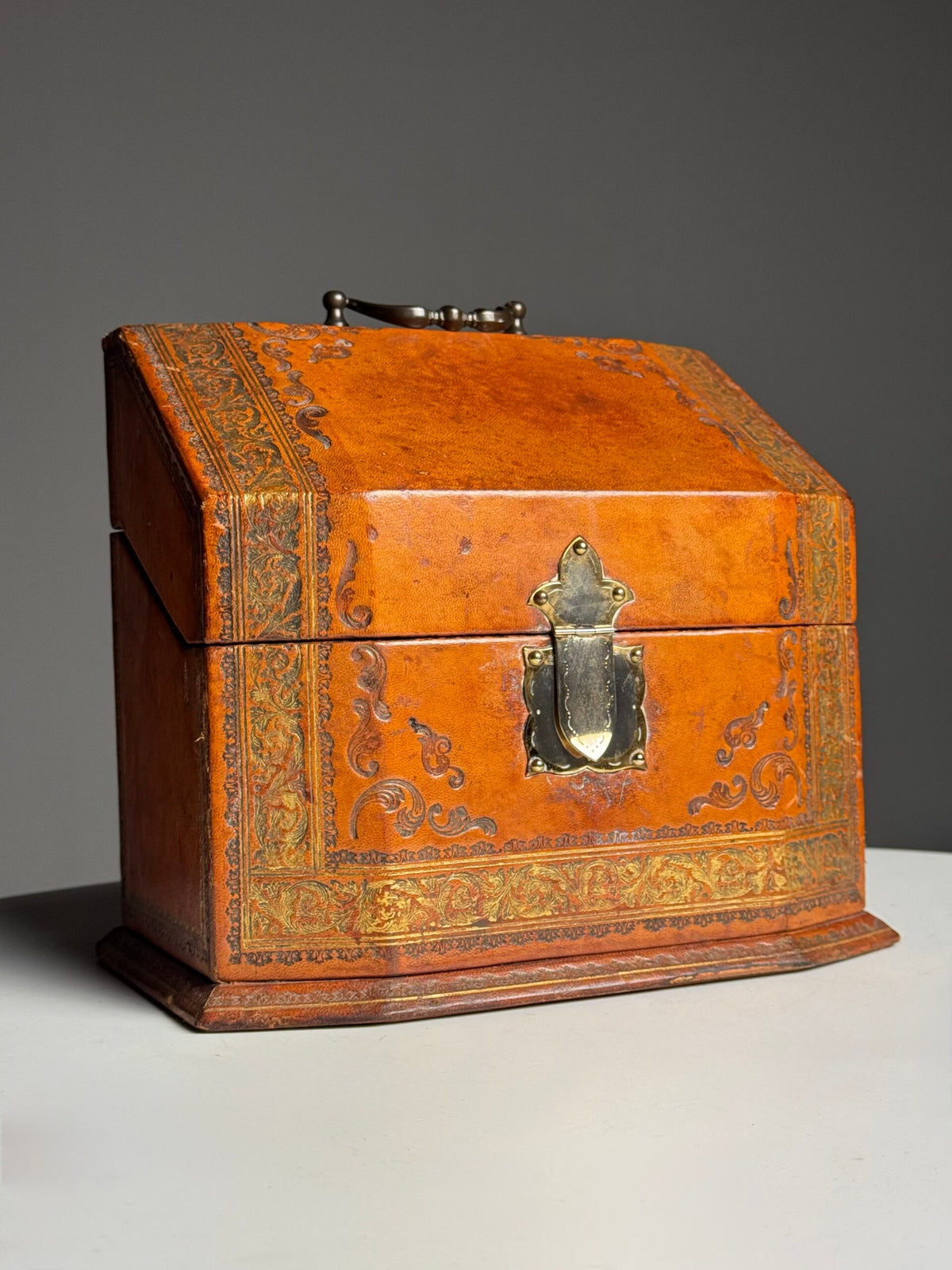 French Leather Covered Letter Box, 19th Century, photo 13