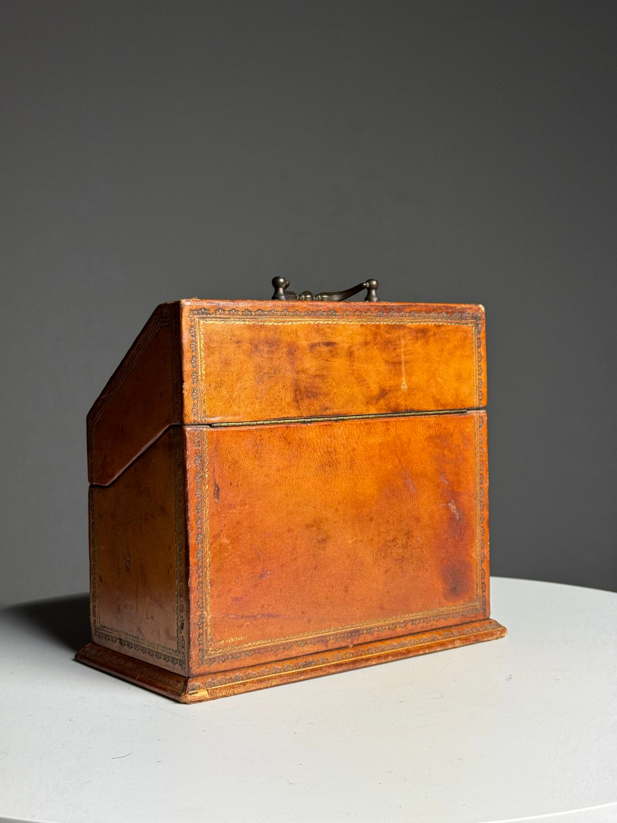 French Leather Covered Letter Box, 19th Century, photo 6