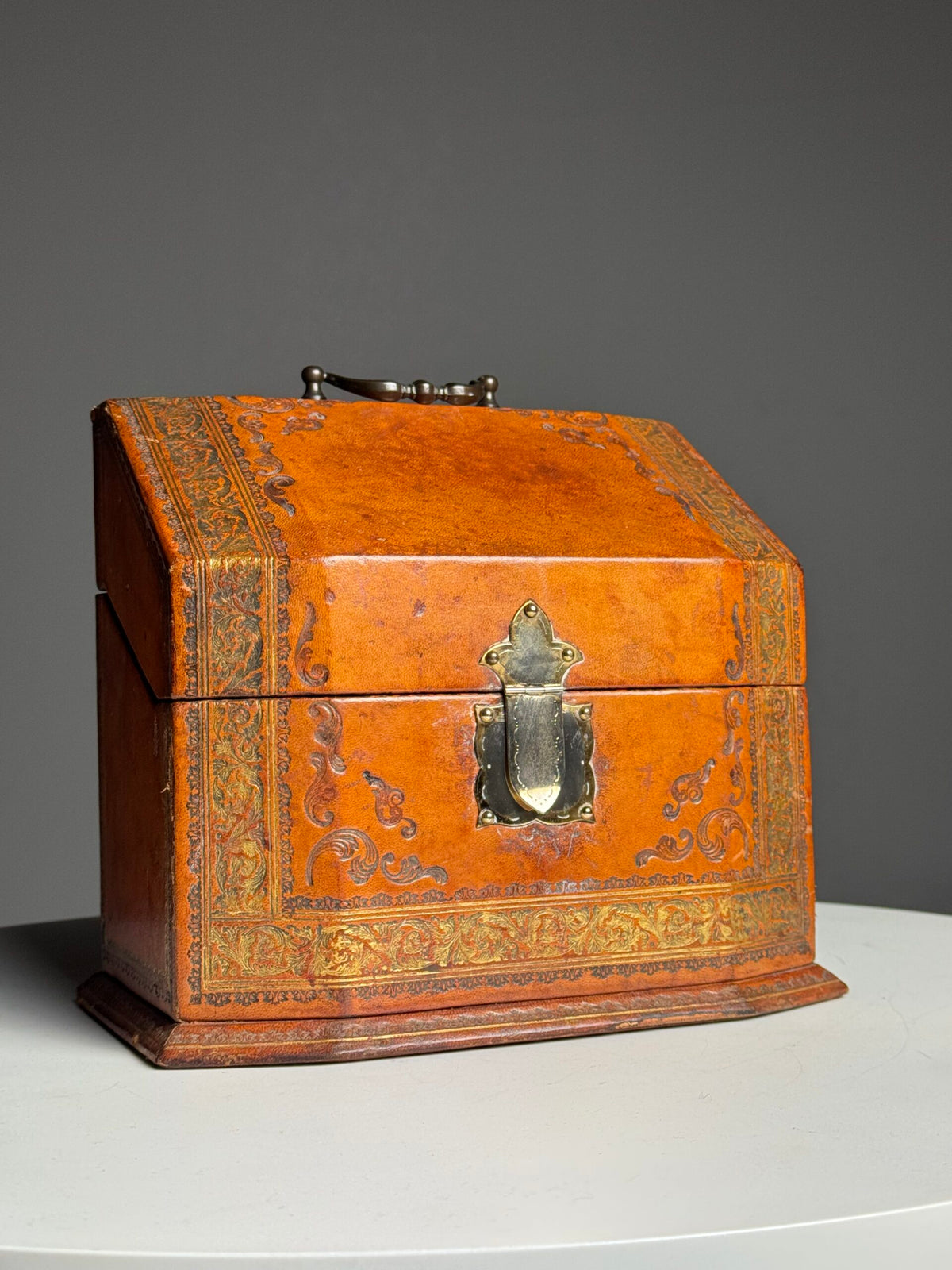 French Leather Covered Letter Box, 19th Century, photo 1