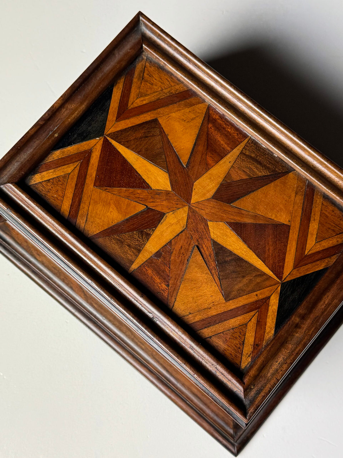 19th Century Marquetry Jewellery Box with Mirror, photo 8