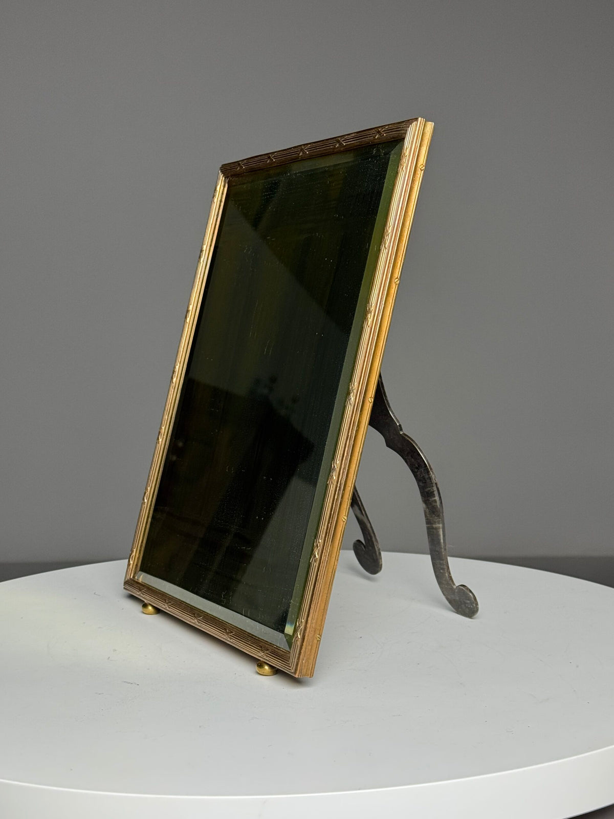 Mid Century Brass Make-up Mirror, photo 3