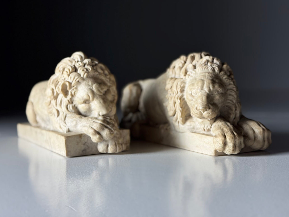 Pair of Reclining Lions After Canova, Mid 20th Century, photo 3