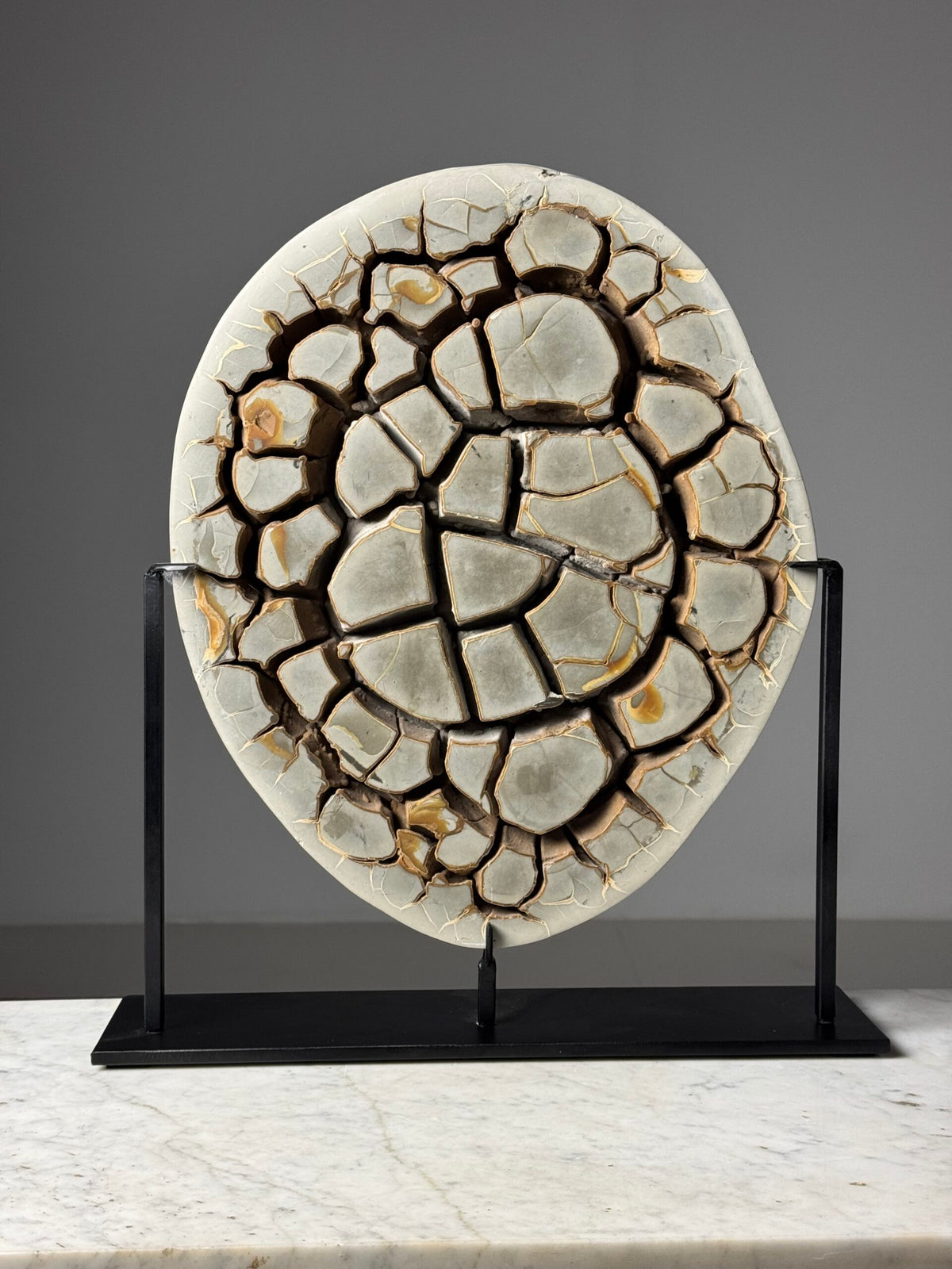 Septaria Nodule Cross Section on Metal Stand, photo 10