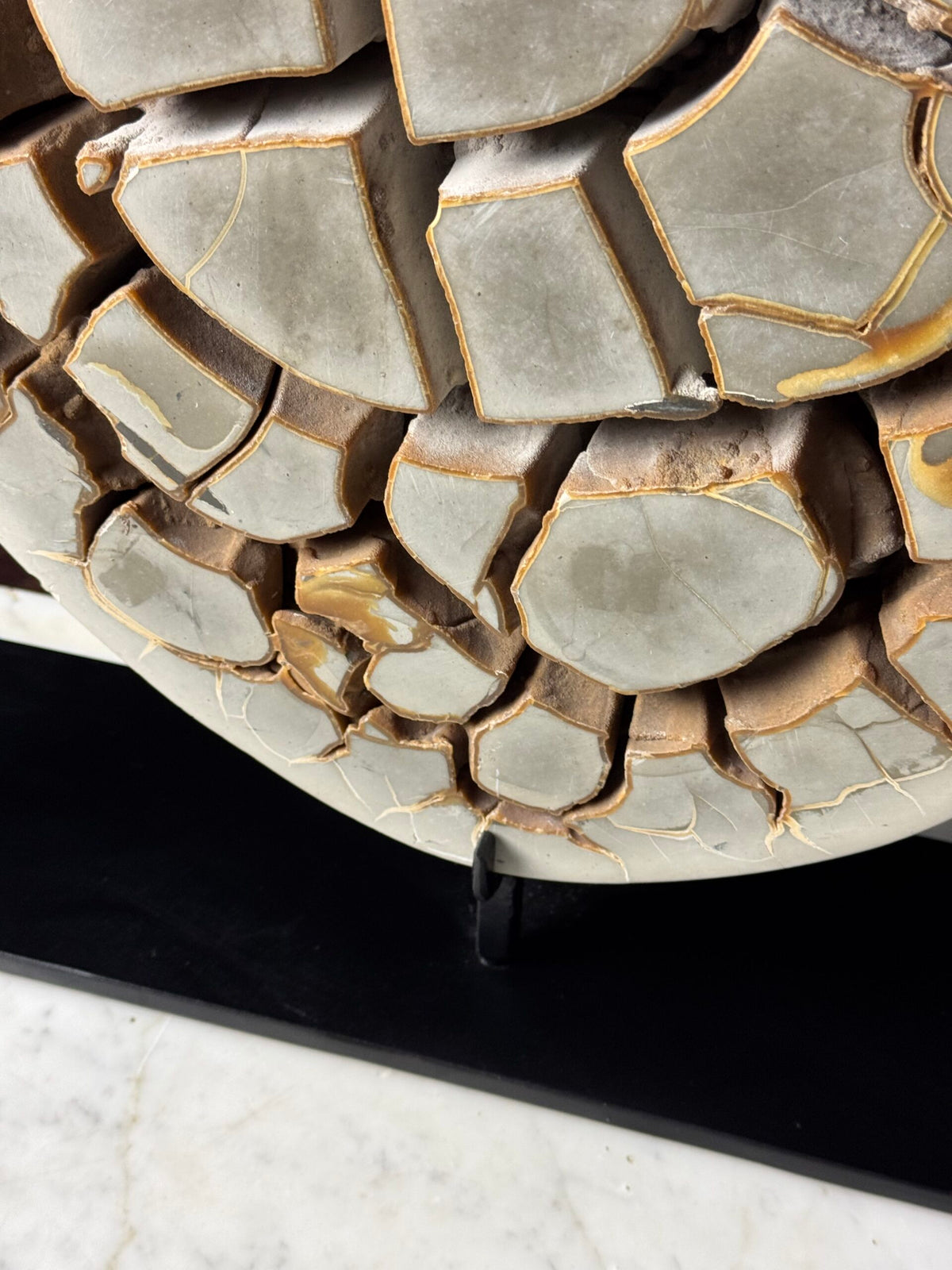 Septaria Nodule Cross Section on Metal Stand, photo 5