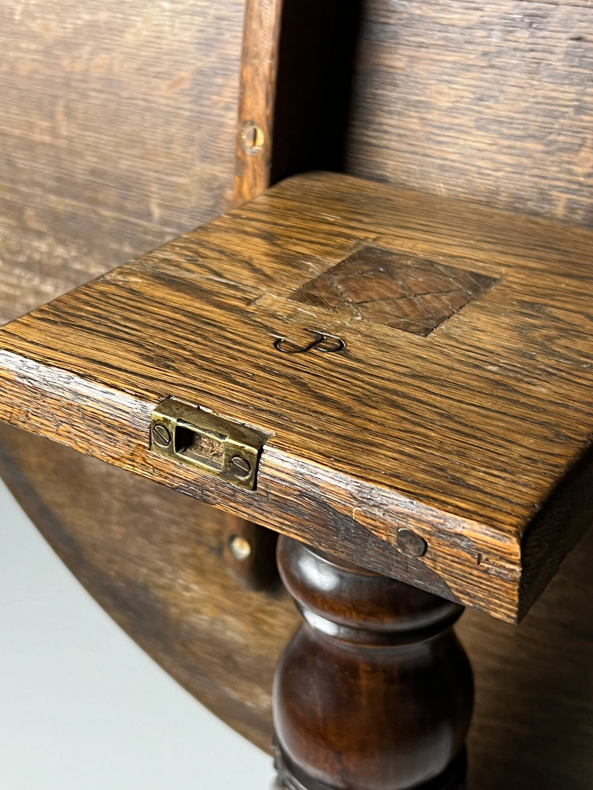English Solid Oak Tilt Top Table, 19th Century, photo 10