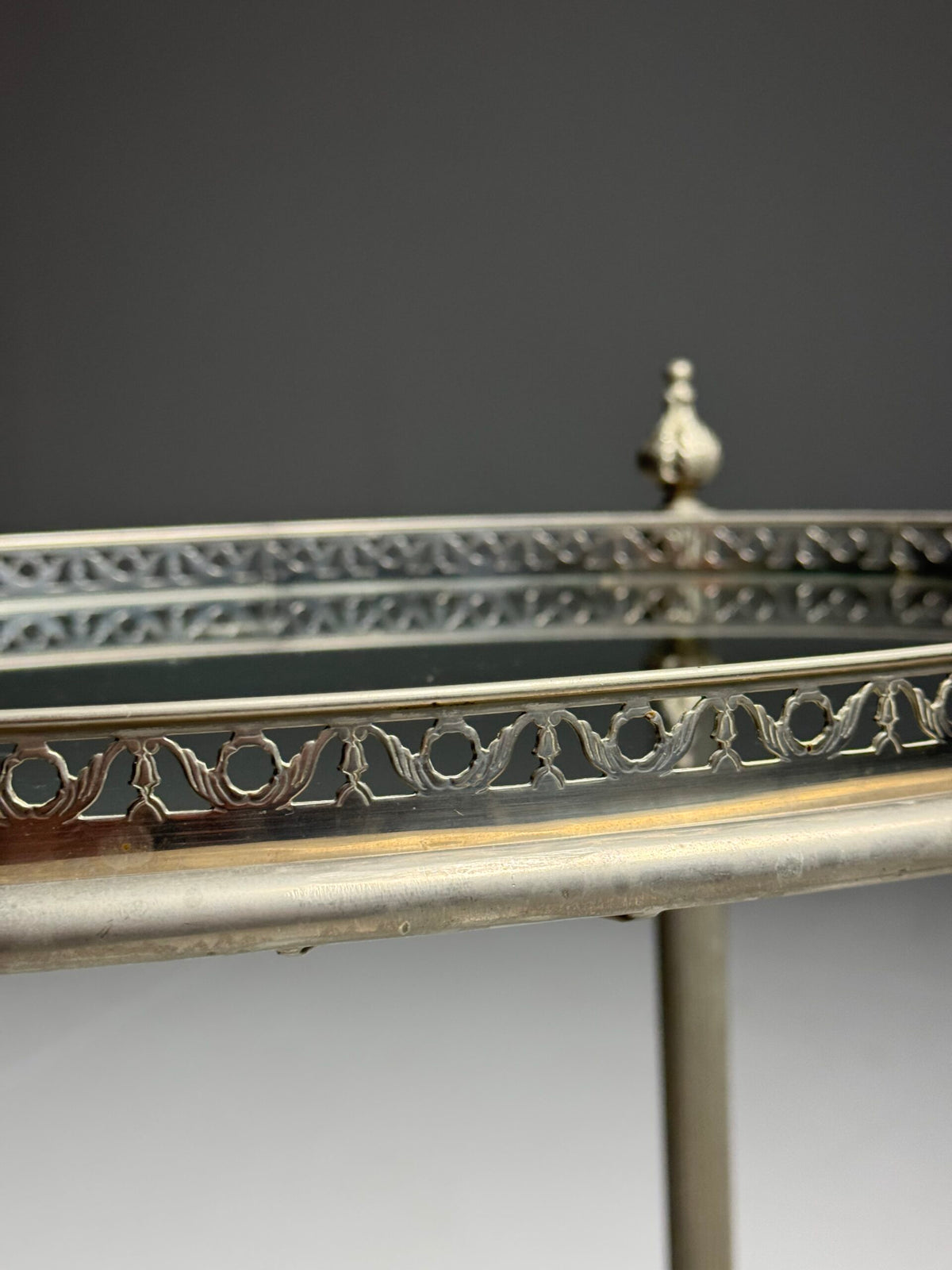 Silver Coloured Metal Trolley with Glass Shelves, 1960s to 1970s, photo 17