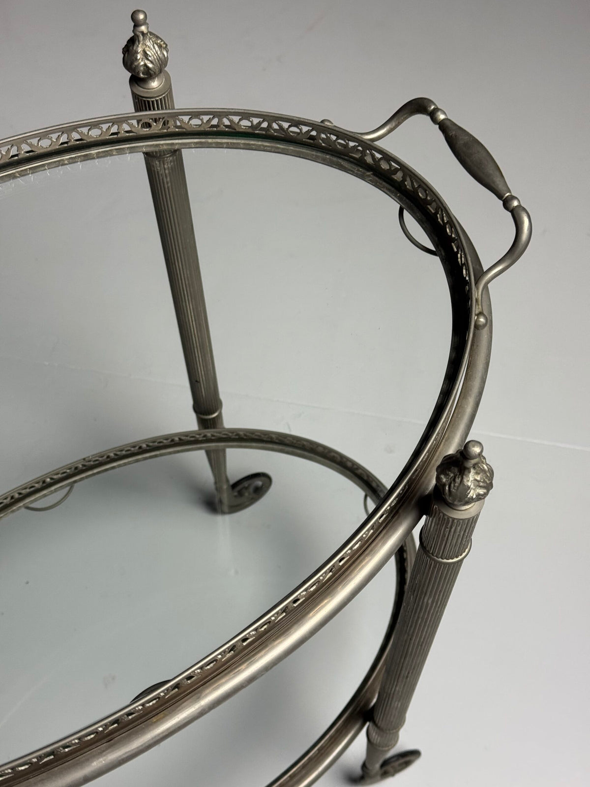 Silver Coloured Metal Trolley with Glass Shelves, 1960s to 1970s, photo 15