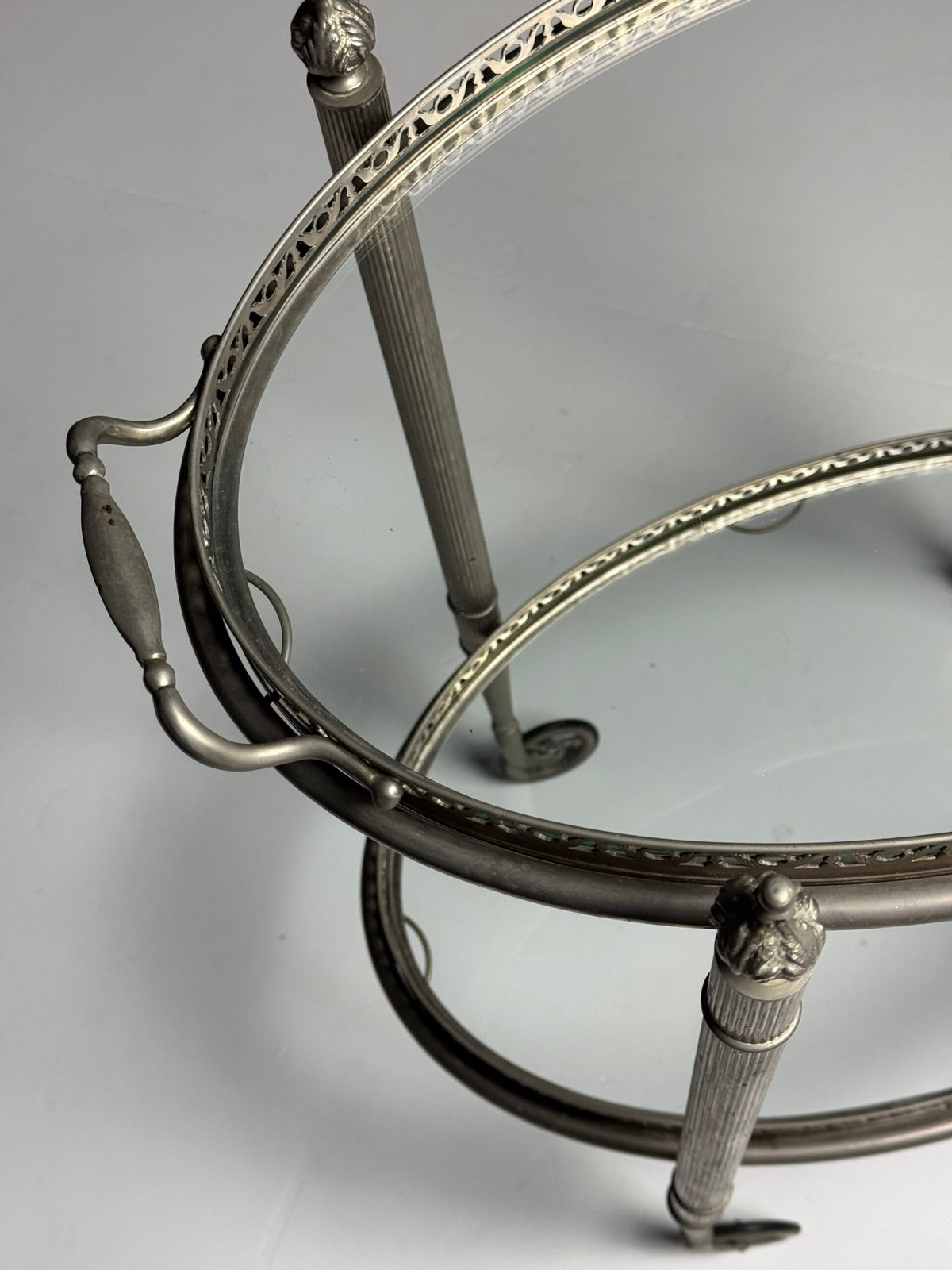 Silver Coloured Metal Trolley with Glass Shelves, 1960s to 1970s, photo 14