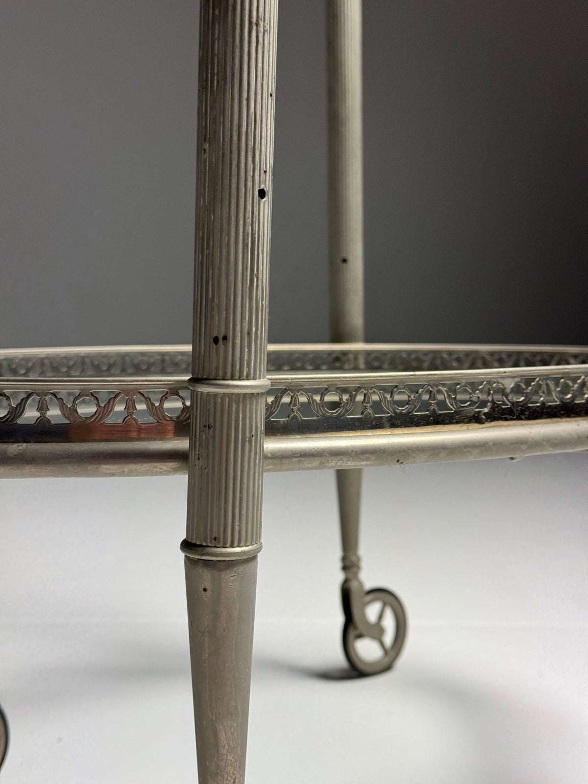 Silver Coloured Metal Trolley with Glass Shelves, 1960s to 1970s, photo 12