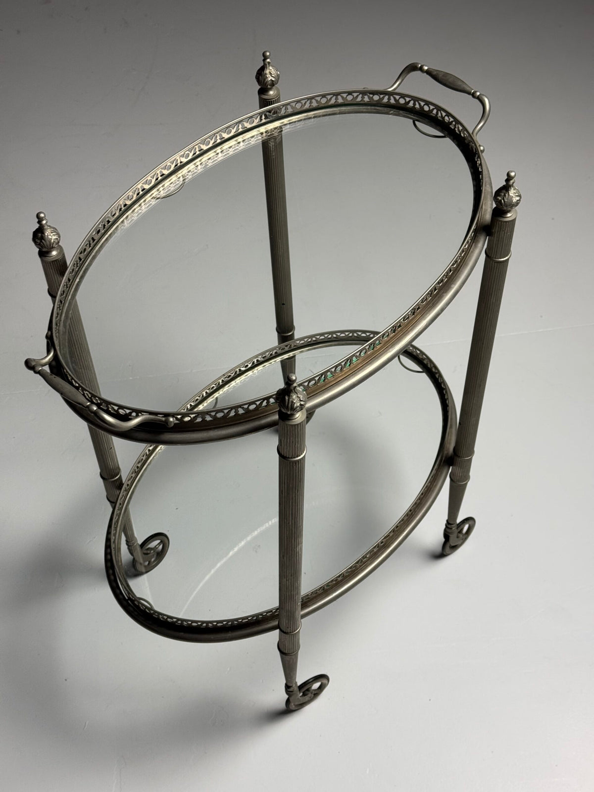 Silver Coloured Metal Trolley with Glass Shelves, 1960s to 1970s, photo 11