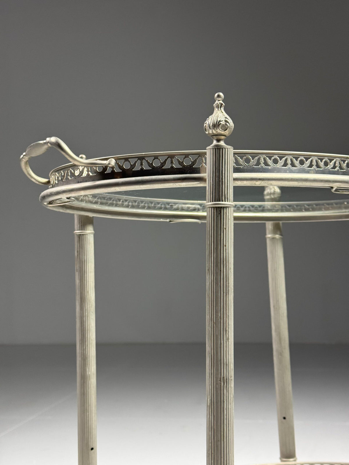 Silver Coloured Metal Trolley with Glass Shelves, 1960s to 1970s, photo 6