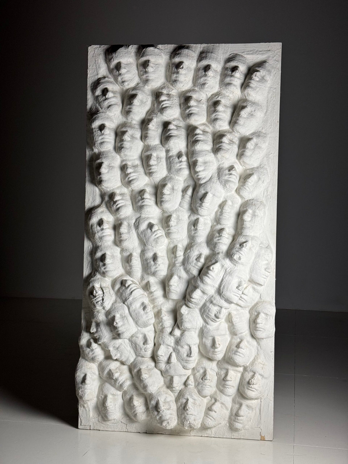 Large Vintage Plaster Wall Panel of Faces, France, 1950s to 1960s, photo 16