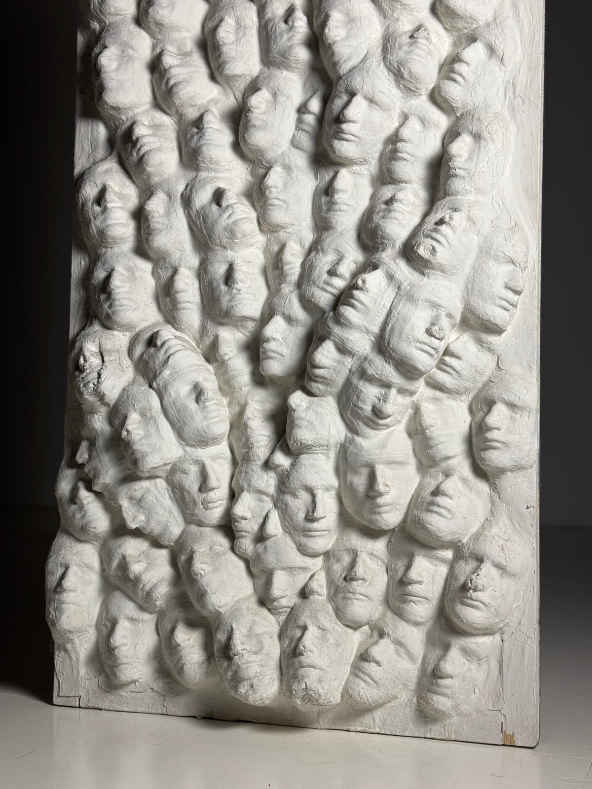 Large Vintage Plaster Wall Panel of Faces, France, 1950s to 1960s, photo 15