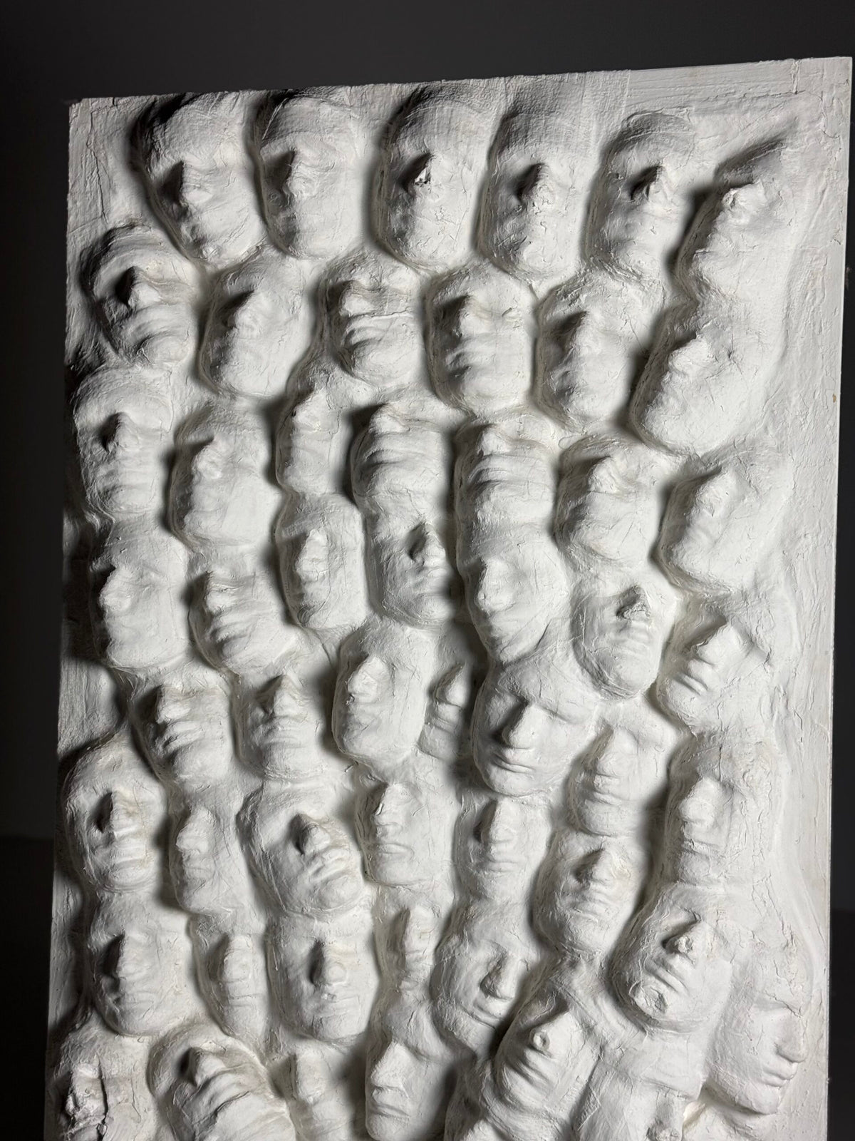 Large Vintage Plaster Wall Panel of Faces, France, 1950s to 1960s, photo 8