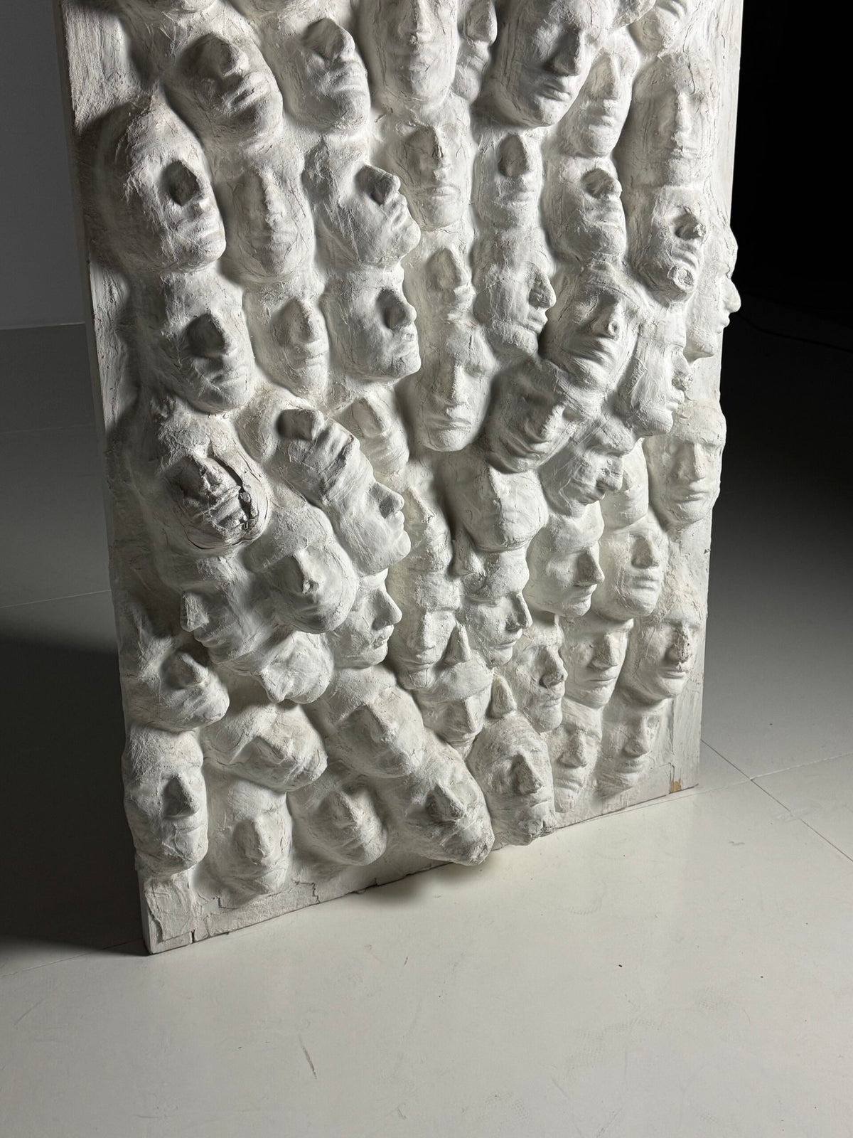 Large Vintage Plaster Wall Panel of Faces, France, 1950s to 1960s, photo 4