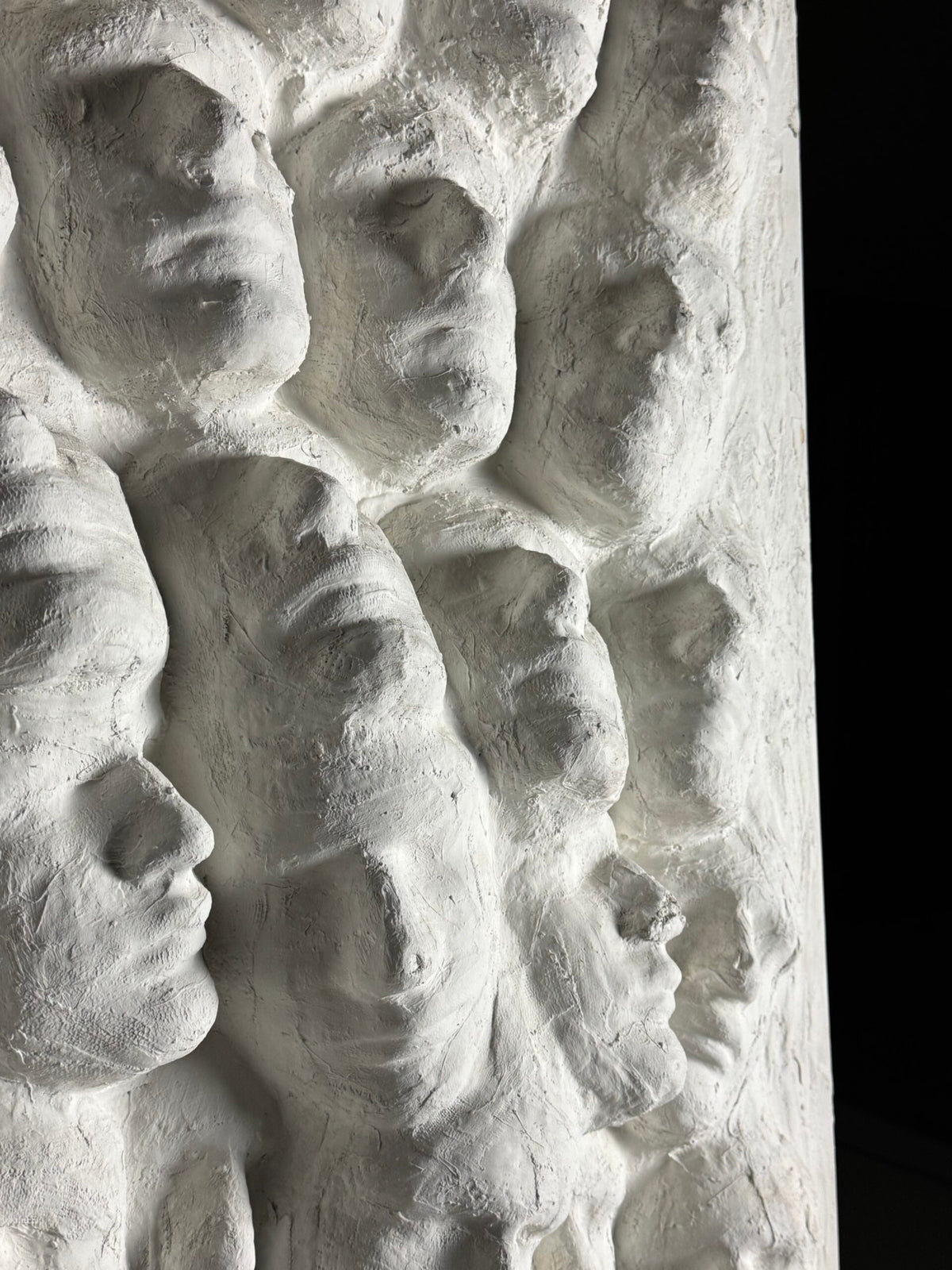 Large Vintage Plaster Wall Panel of Faces, France, 1950s to 1960s, photo 5