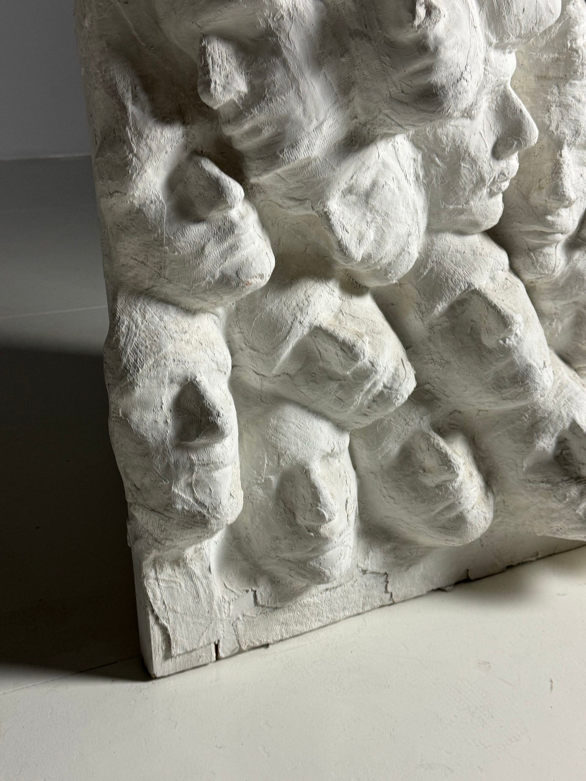 Large Vintage Plaster Wall Panel of Faces, France, 1950s to 1960s, photo 12