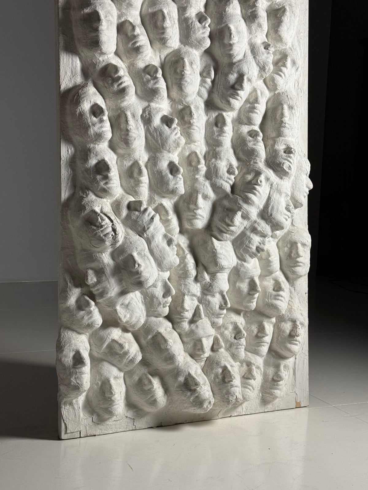Large Vintage Plaster Wall Panel of Faces, France, 1950s to 1960s, photo 10