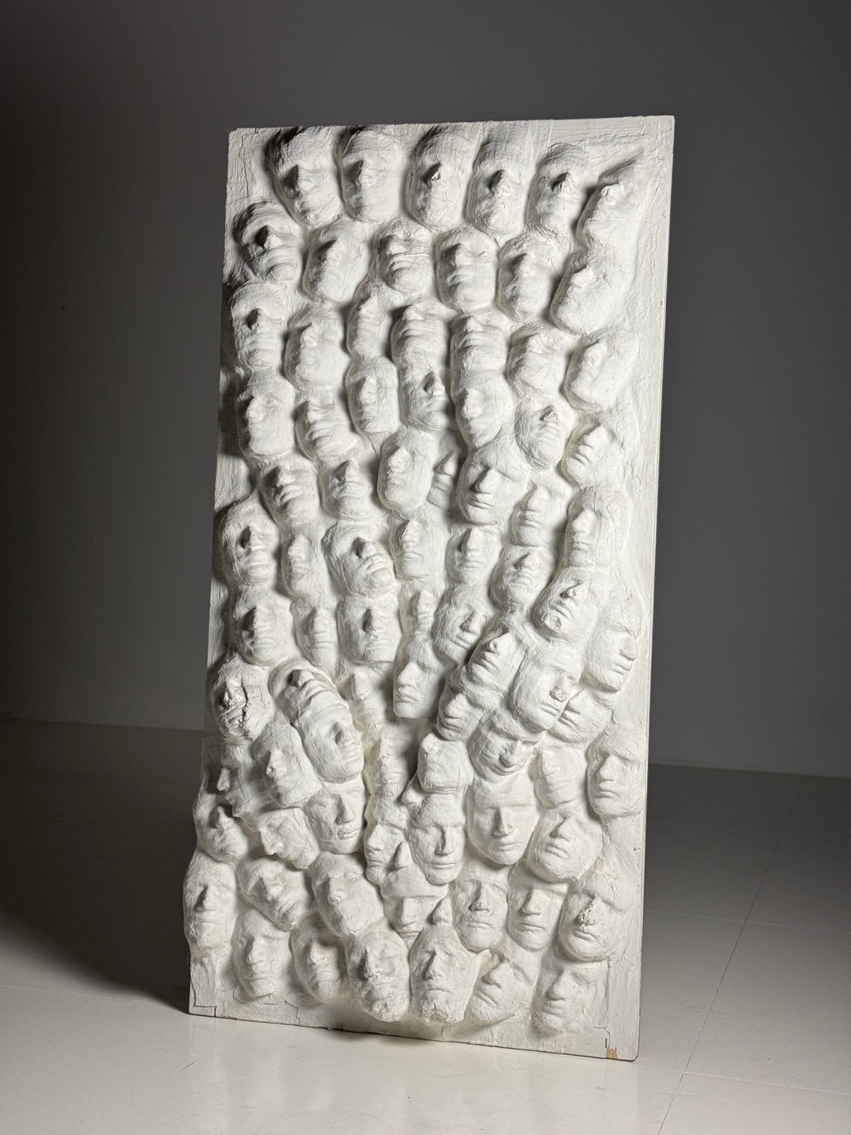 Large Vintage Plaster Wall Panel of Faces, France, 1950s to 1960s, photo 7