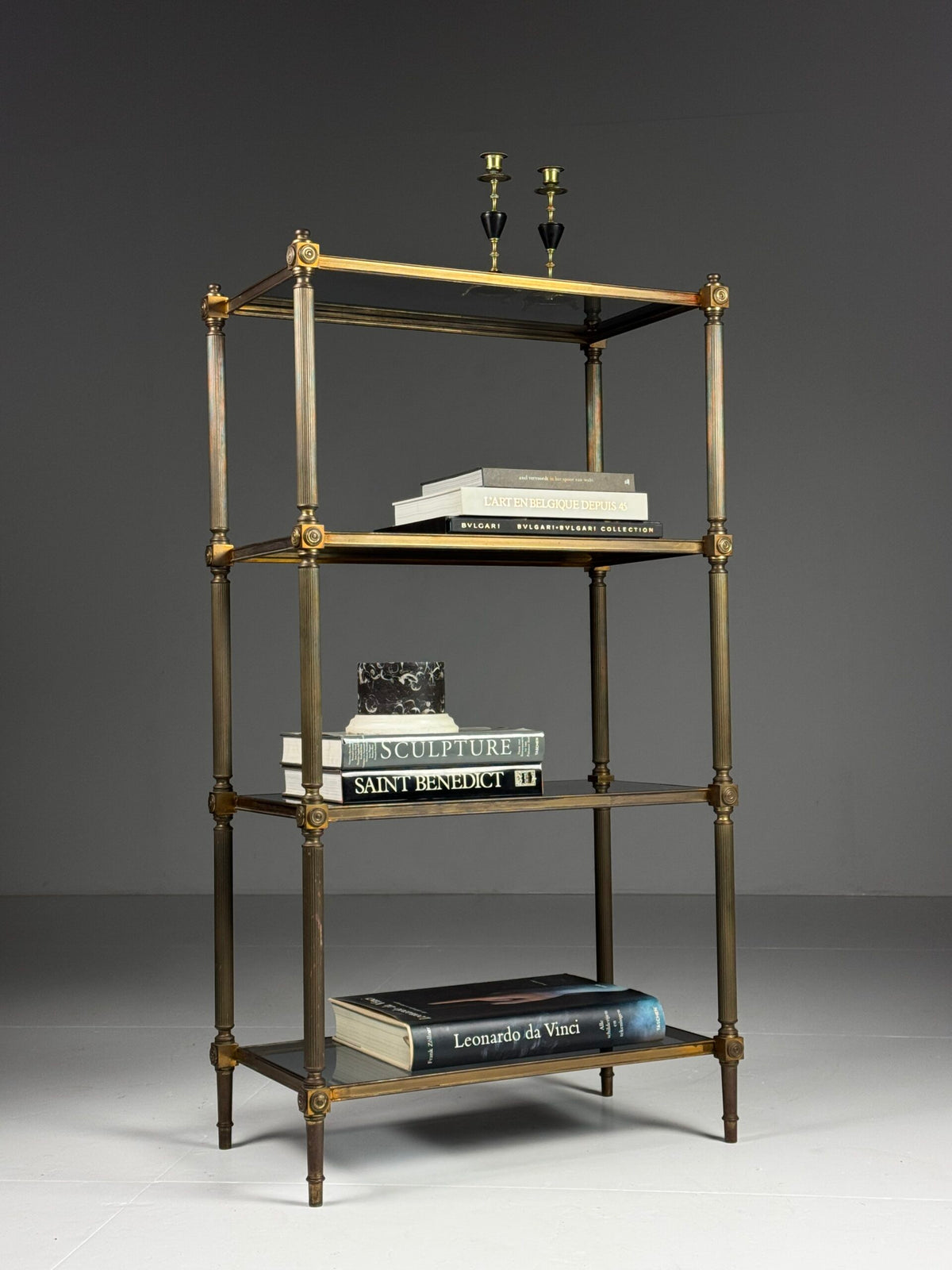 Mid Century Metal and Tinted Glass Bookcase, c. 1960s, photo 4