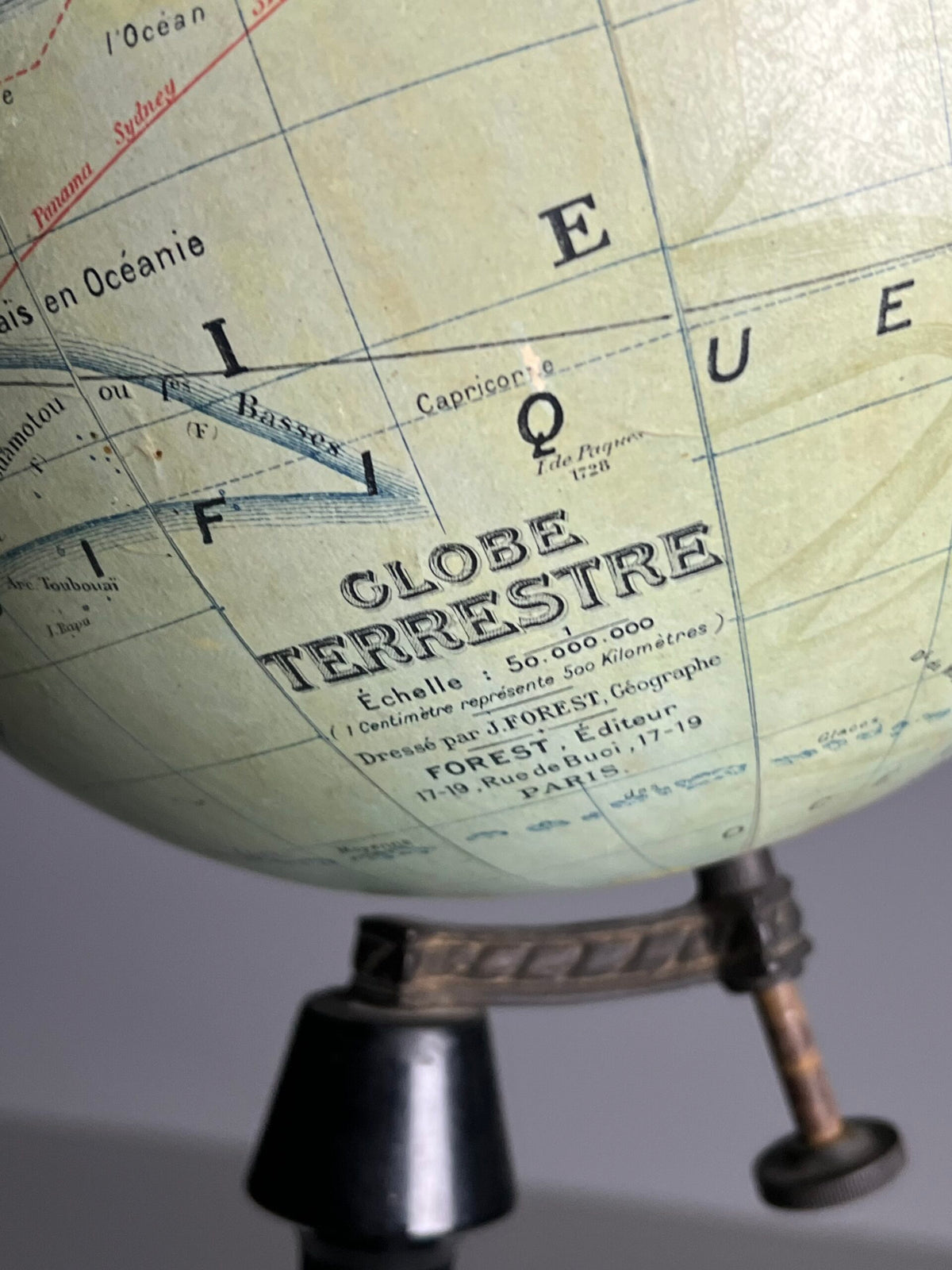 Globe by J. Forest, Paris, c. 1900, photo 5