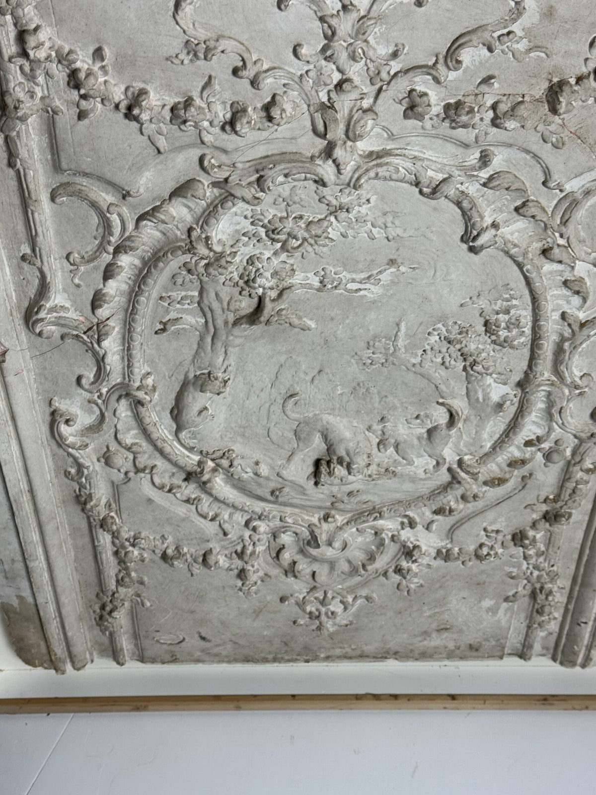Framed Plaster Ceiling Fragment with Hunting Scene, photo 13
