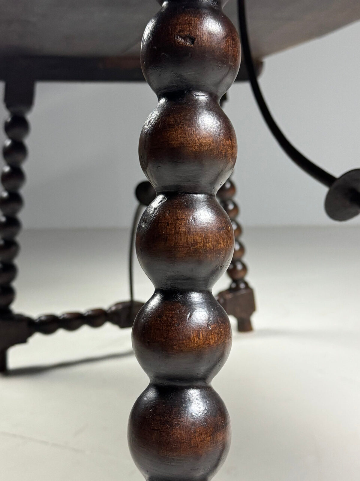Spanish Walnut Table with Bobbin Turned Stretcher, 18th Century, photo 14