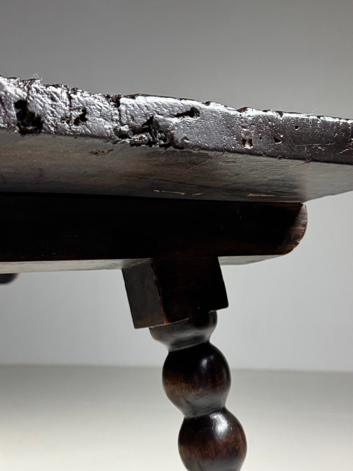 Spanish Walnut Table with Bobbin Turned Stretcher, 18th Century, photo 24