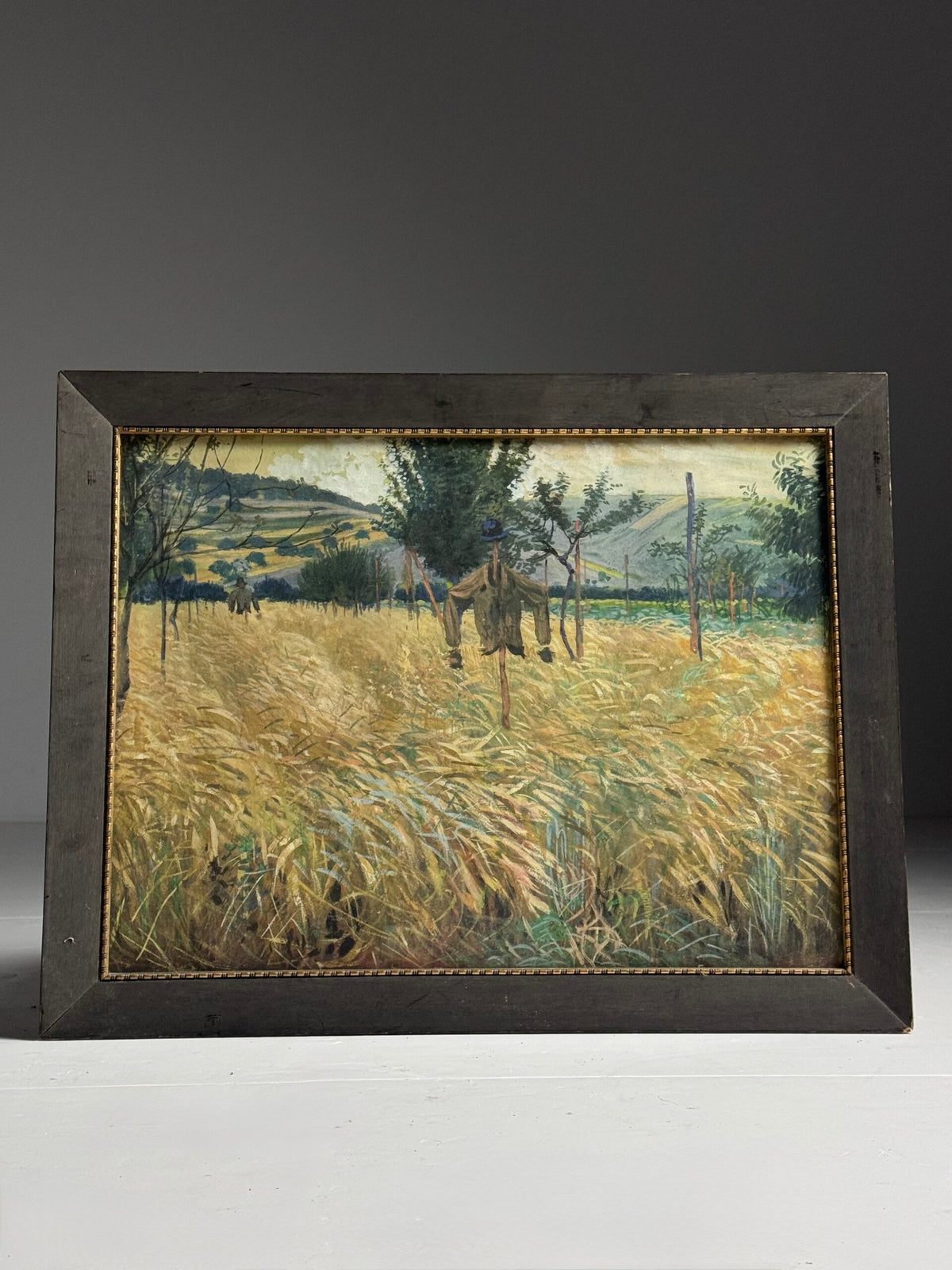 Chalk Drawing of a Cornfield with Scarecrows, Mid 20th Century, photo 1