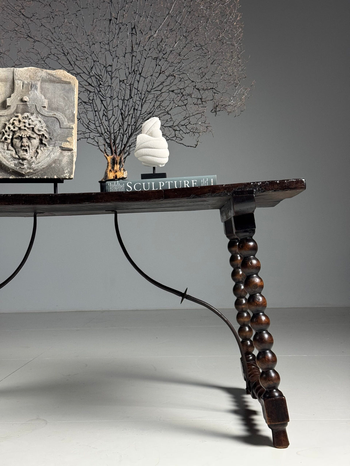 Spanish Walnut Table with Bobbin Turned Stretcher, 18th Century, photo 5