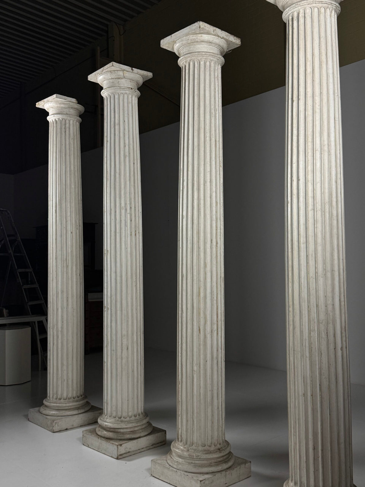 Set of Four Neoclassical White Painted Wooden Columns, 272 cm, photo 5
