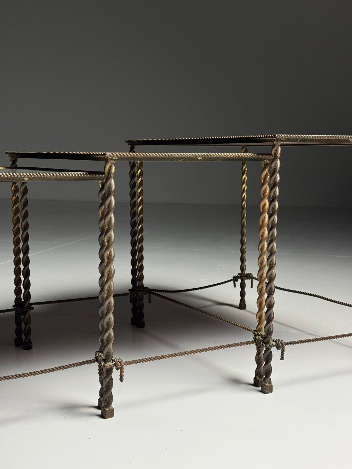 Set of Three Vintage Rope Nesting Tables, France, photo 12