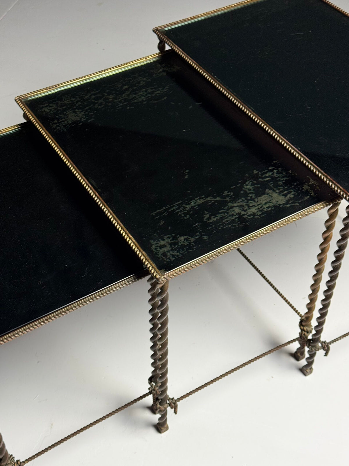 Set of Three Vintage Rope Nesting Tables, France, photo 11