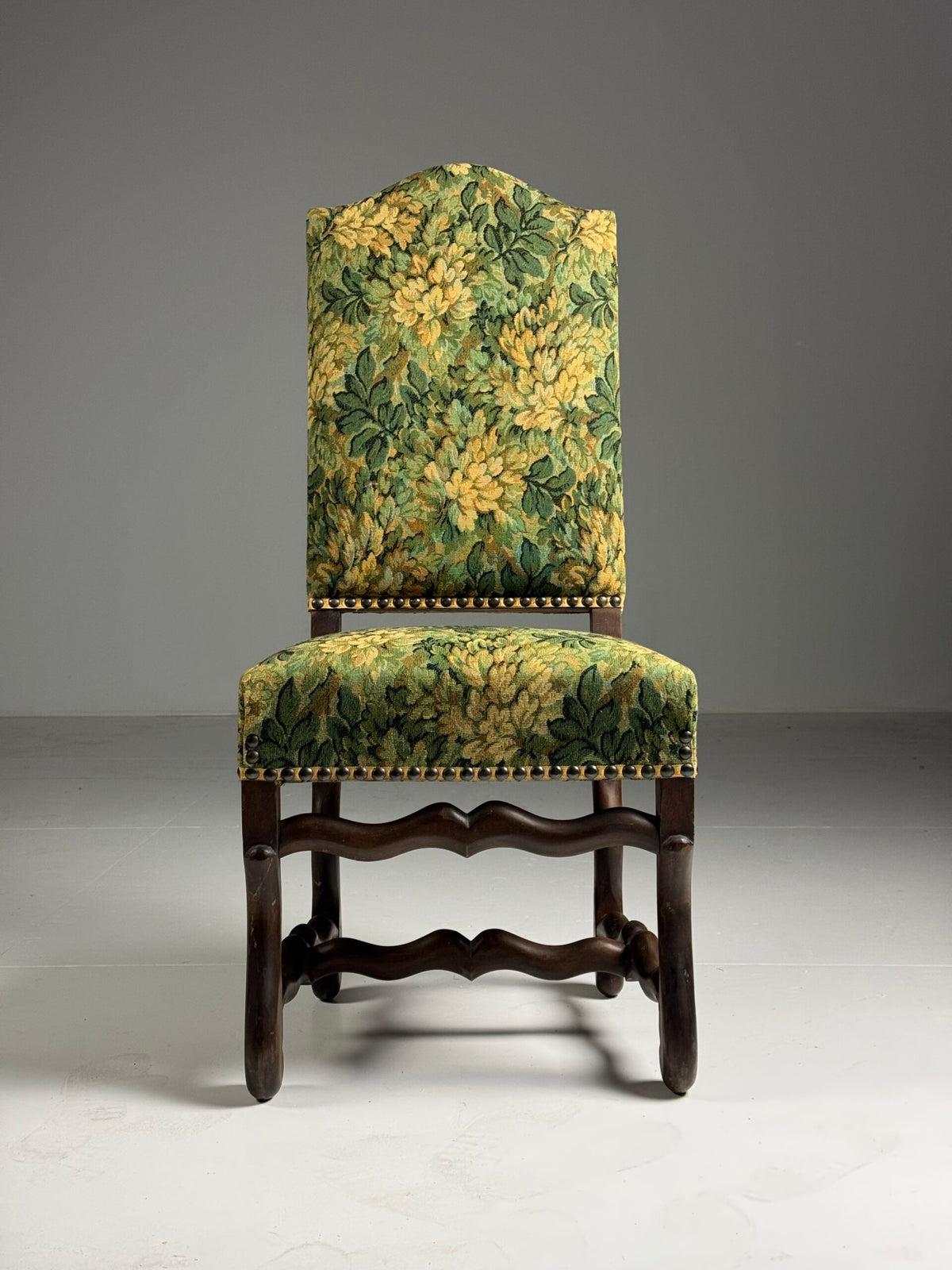 Set of Six Os de Mouton Dining Chairs, Aubusson Style Fabric, photo 8