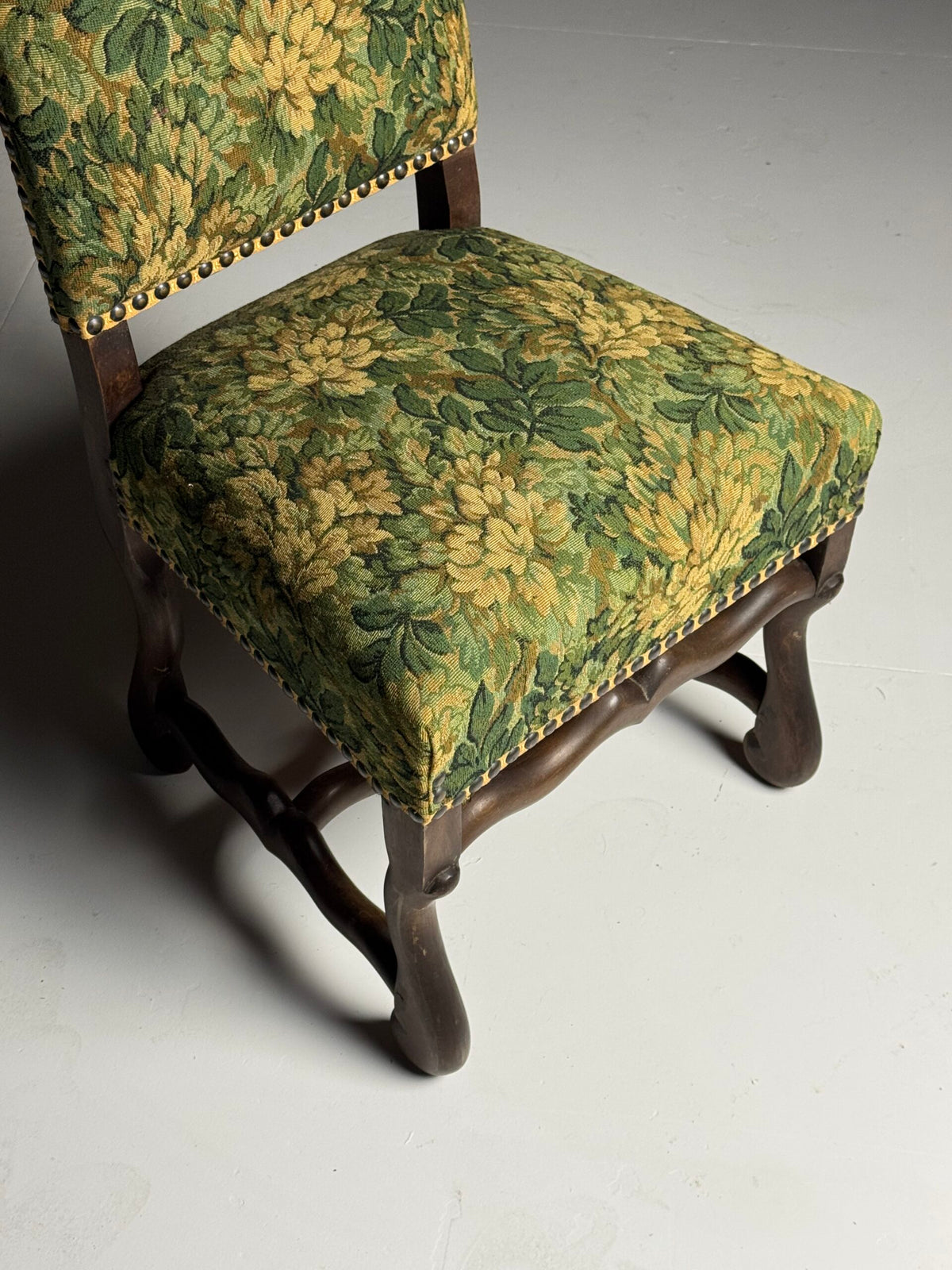 Set of Six Os de Mouton Dining Chairs, Aubusson Style Fabric, photo 17