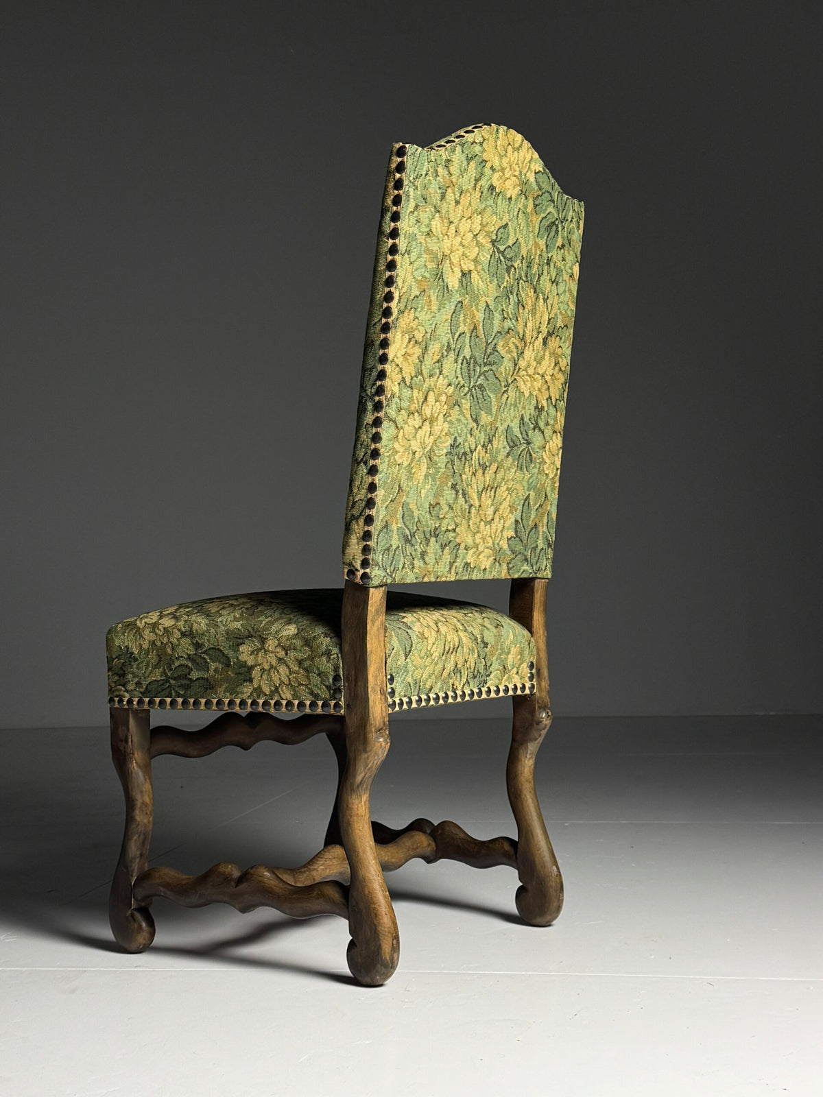 Set of Six Os de Mouton Dining Chairs, Aubusson Style Fabric, photo 14