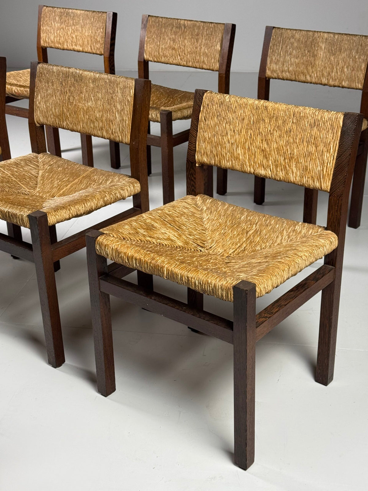 Set of Six Martin Visser Dining Chairs with Rush Seats, 1970s, photo 19