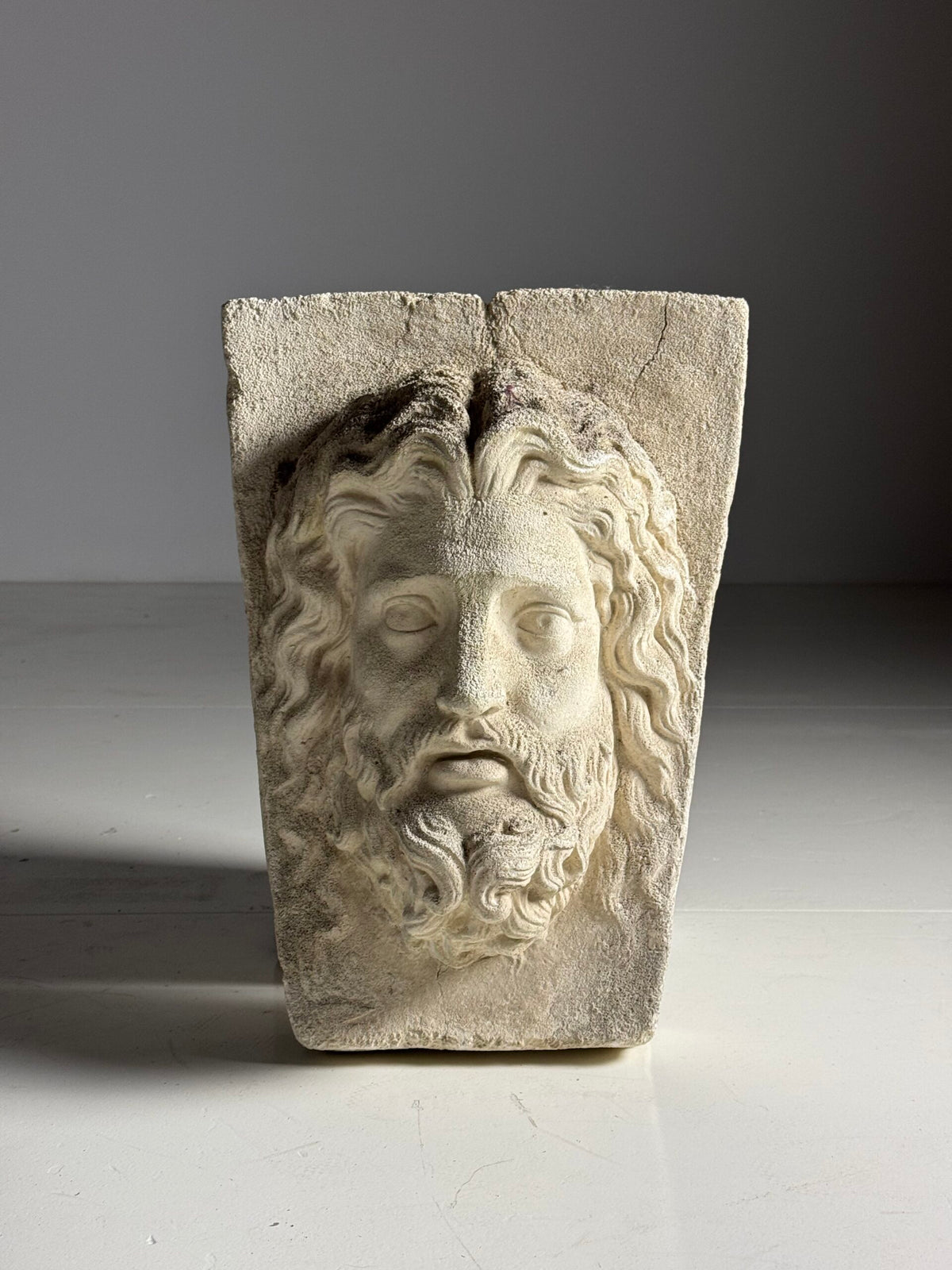 Weathered Composite Stone Head of Asclepius, Signed Peter Hone, photo 21