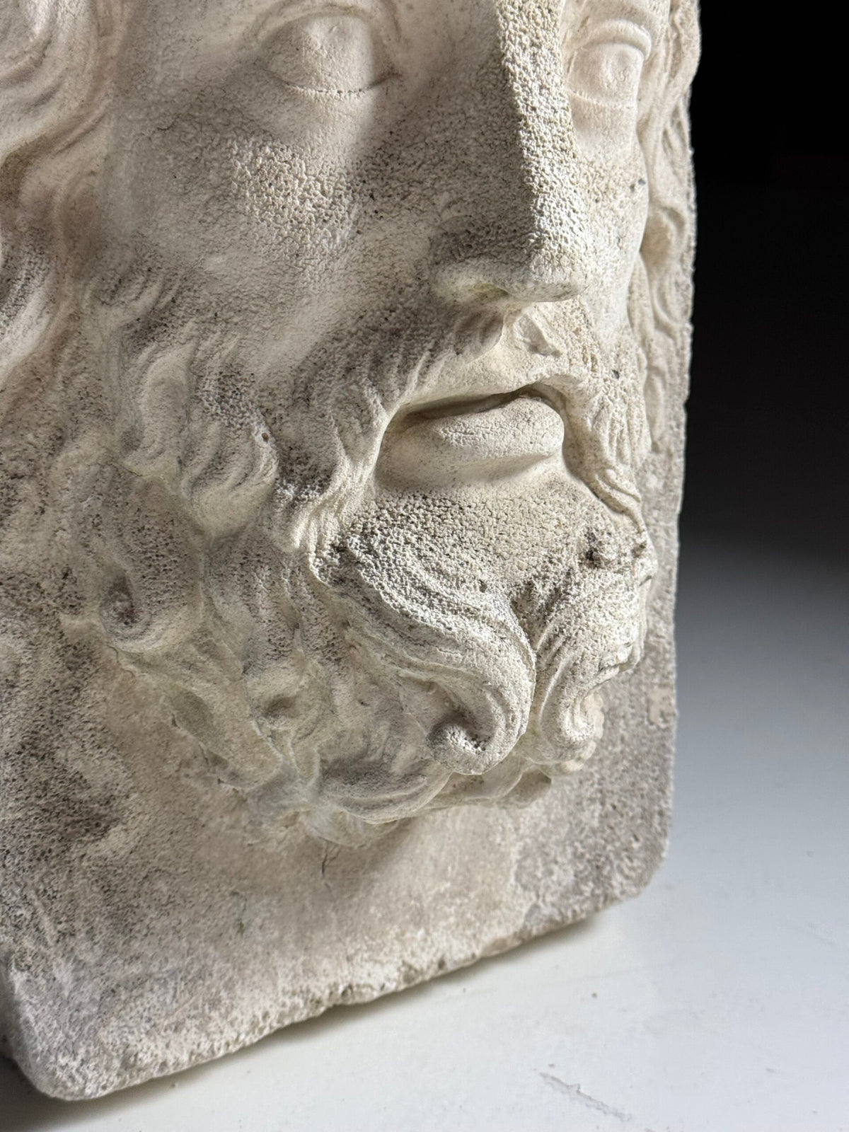 Weathered Composite Stone Head of Asclepius, Signed Peter Hone, photo 17