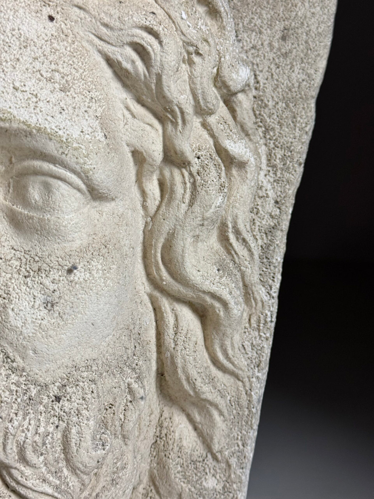 Weathered Composite Stone Head of Asclepius, Signed Peter Hone, photo 15